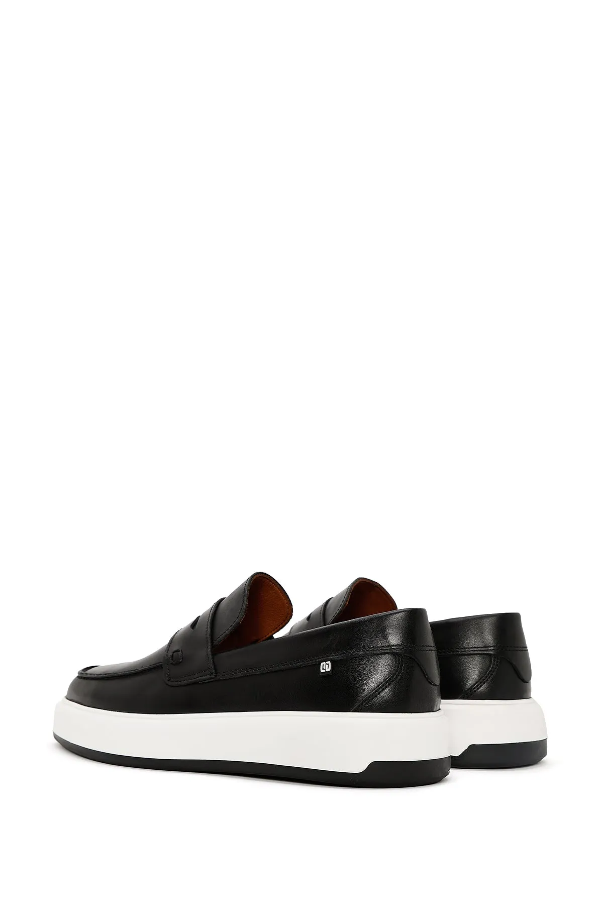 Erkek Siyah Kalın Tabanlı Deri Casual Loafer