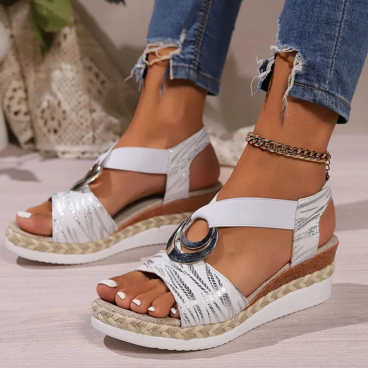 Espadrille Platform Sandals | Faux Leather | Bold and Comfortable