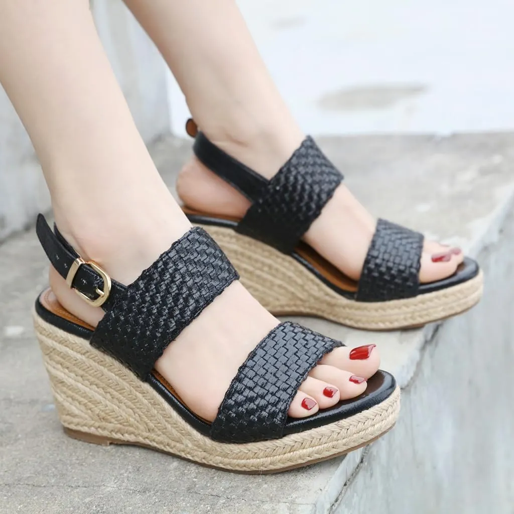 Espadrille Wedge Sandals for Women Open Toe Slingback Platform High Heels Summer Beach Dressy Sandal