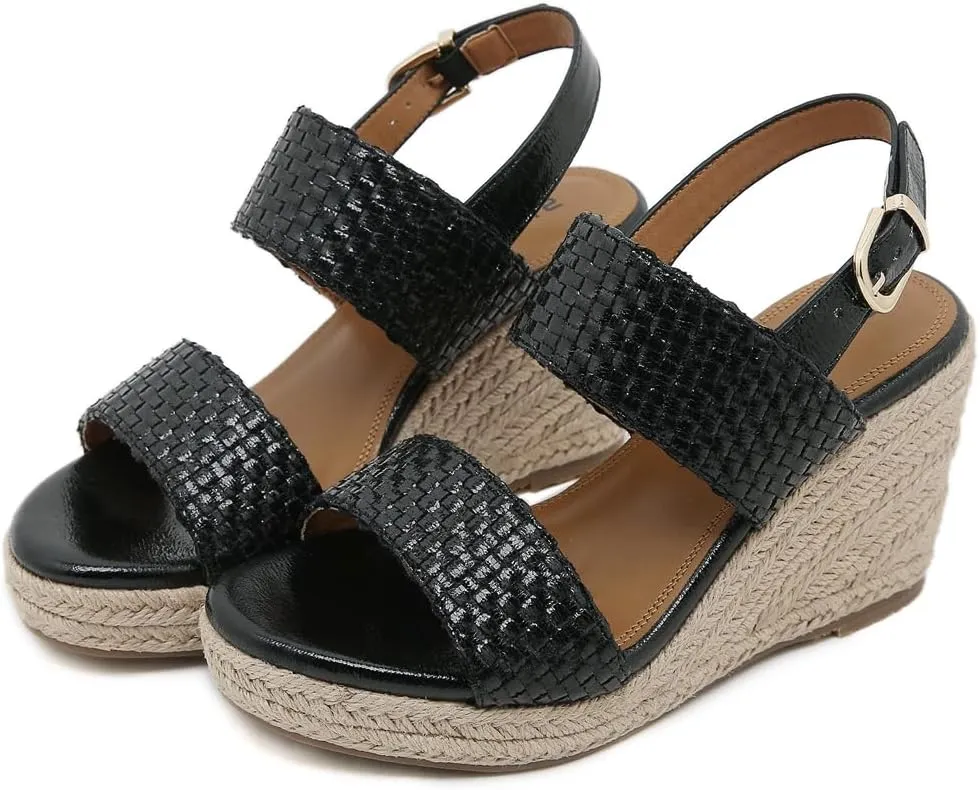 Espadrille Wedge Sandals for Women Open Toe Slingback Platform High Heels Summer Beach Dressy Sandal