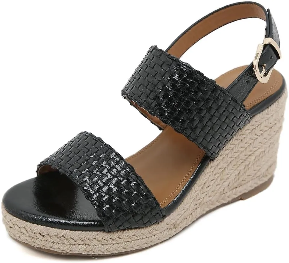 Espadrille Wedge Sandals for Women Open Toe Slingback Platform High Heels Summer Beach Dressy Sandal