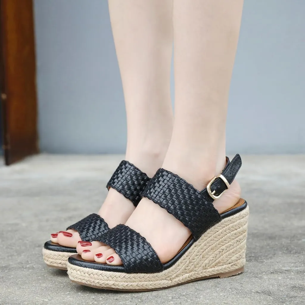 Espadrille Wedge Sandals for Women Open Toe Slingback Platform High Heels Summer Beach Dressy Sandal
