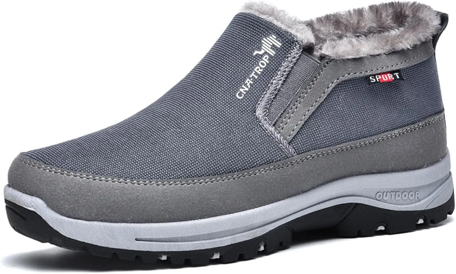 FAIRSOMA Men'S CNA Trop Winter Slip-On Warm Ankle Chukka Boots With Arch Support,Outdoor Waterproof Anti-Slip Fur Lined High Top Leather Snow Loafers Comfortable Hiking Walking Shoes