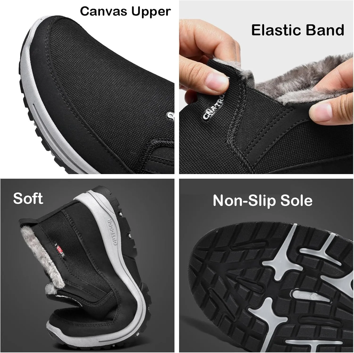 FAIRSOMA Men'S CNA Trop Winter Slip-On Warm Ankle Chukka Boots With Arch Support,Outdoor Waterproof Anti-Slip Fur Lined High Top Leather Snow Loafers Comfortable Hiking Walking Shoes