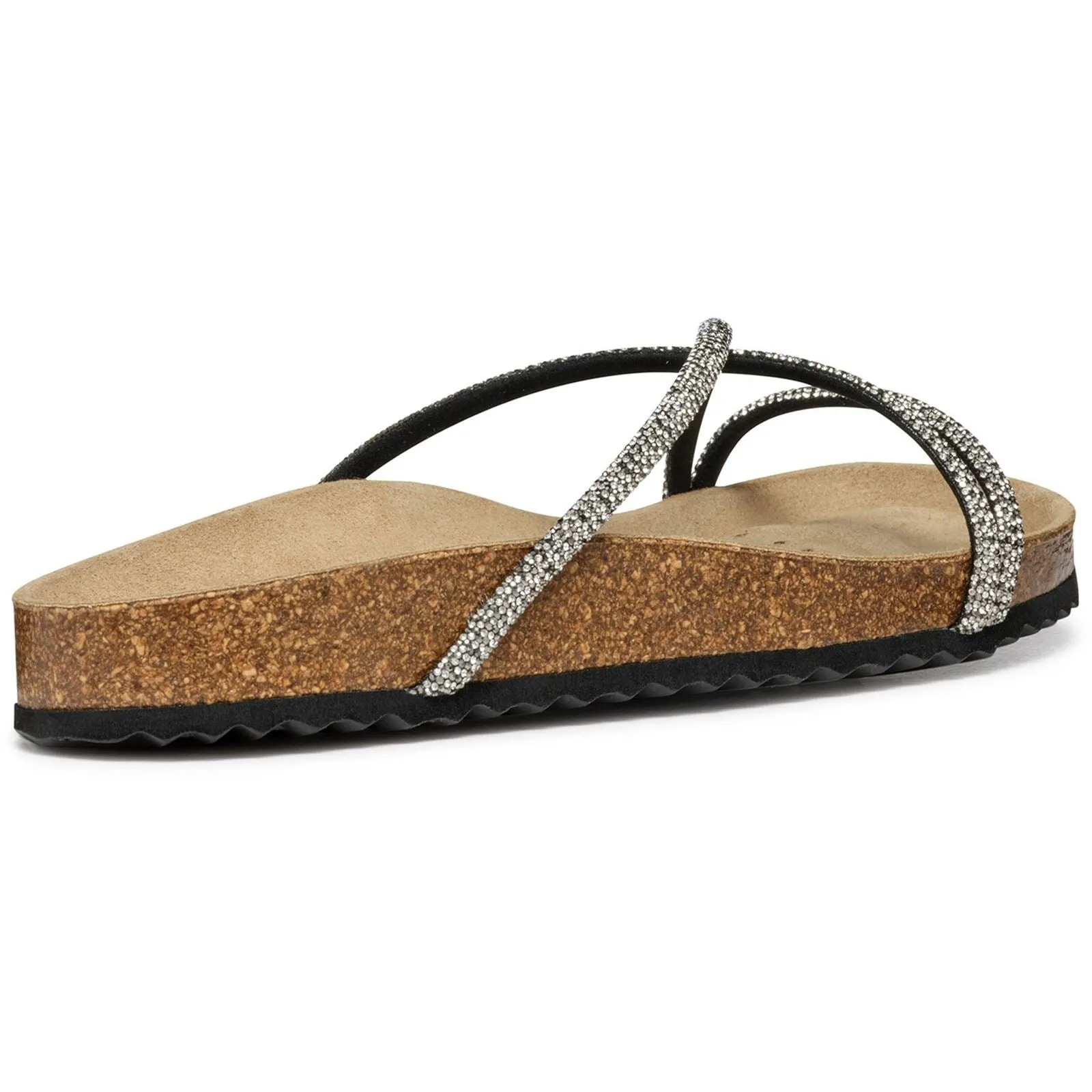 Geox D BRIONIA R Polyester Women's Black/Silver Sandals