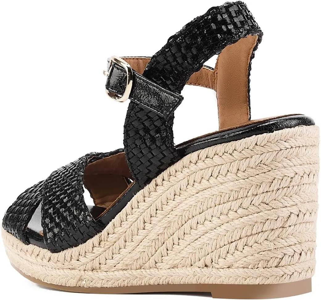 GOSERCE Wedge Sandals for Women Espadrille Platform Sandals Comfortable Lace Up Peep Open Toe for Walking Beach Casual Dressy Summer Shoes