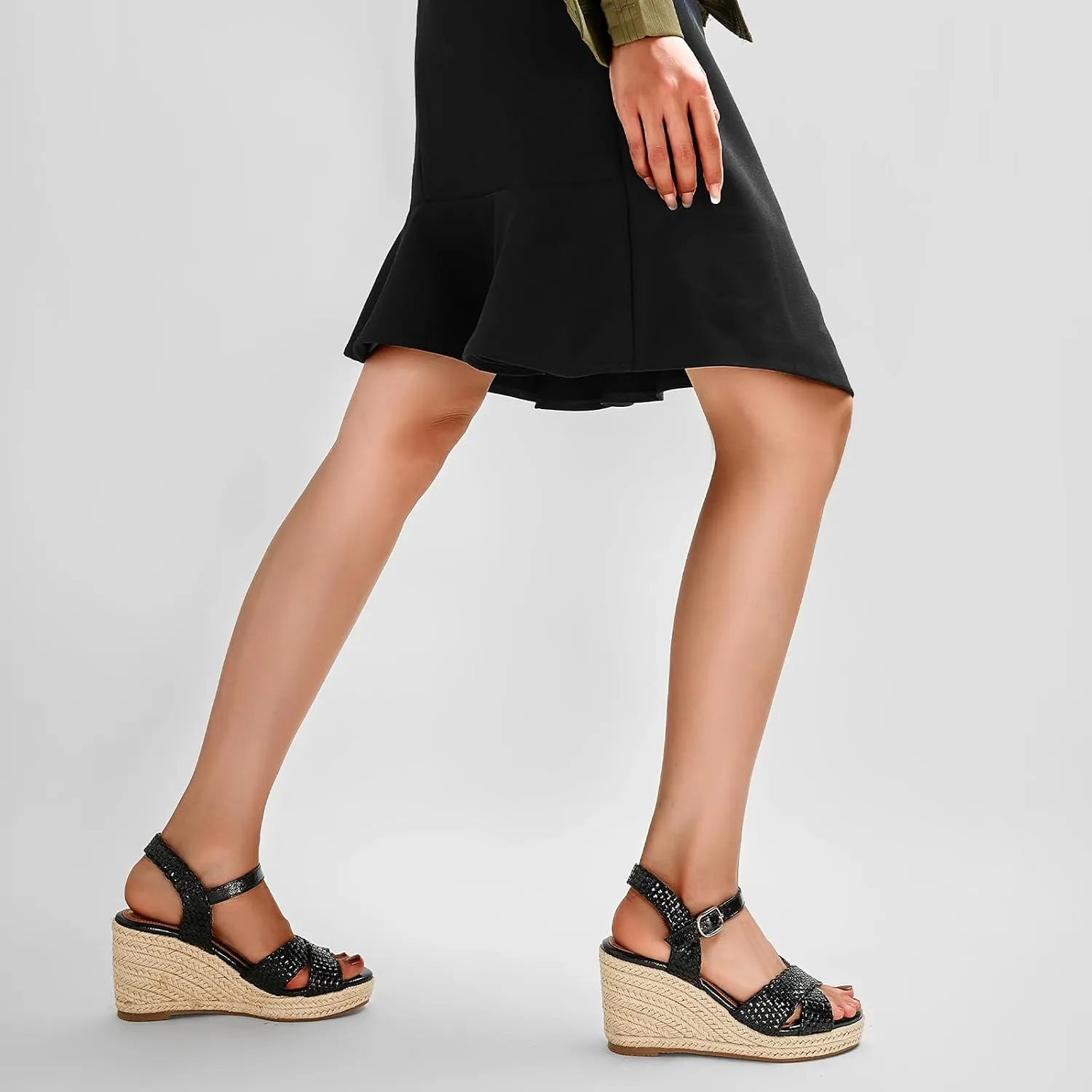 GOSERCE Wedge Sandals for Women Espadrille Platform Sandals Comfortable Lace Up Peep Open Toe for Walking Beach Casual Dressy Summer Shoes