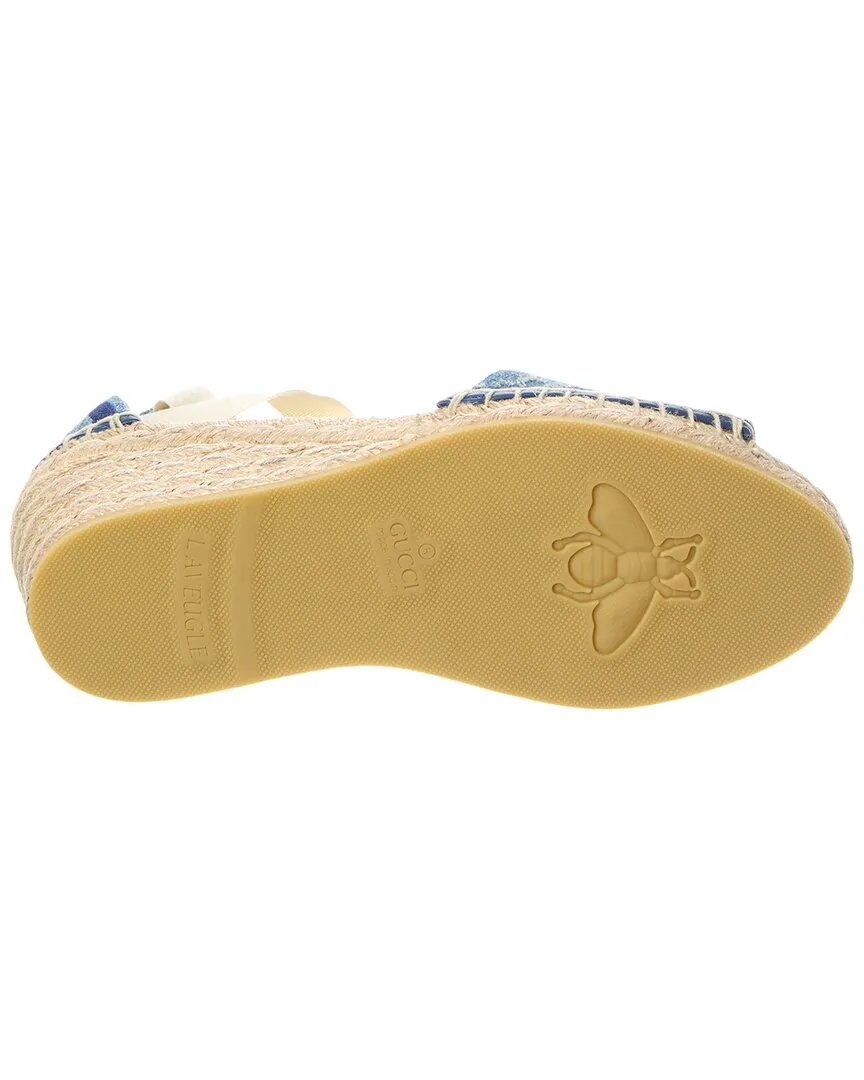 Gucci GG Denim Platform Wedge Espadrille