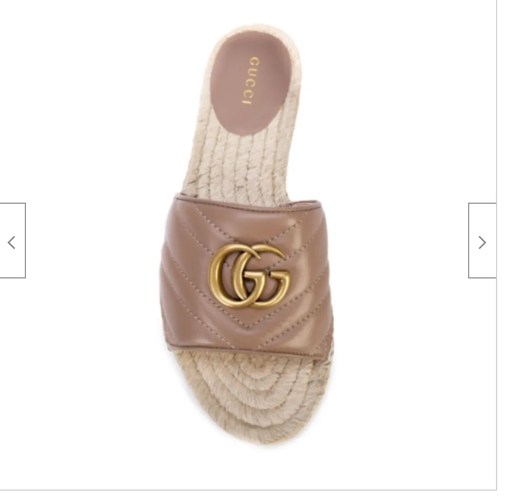 GUCCI Nappa Matelasse GG Marmont Espadrille Slide Sandals