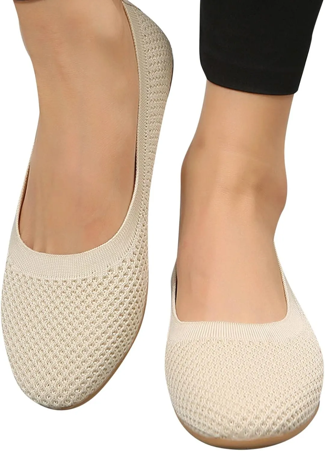Hbeylia Fashion Loafers for Women Casual Spring Summer Breathable Knitted Round Toe Low Tops Canvas Shoes Slip On Flats Walking Shoes Non Slip Play Sneakers Loafers for Work Nurse