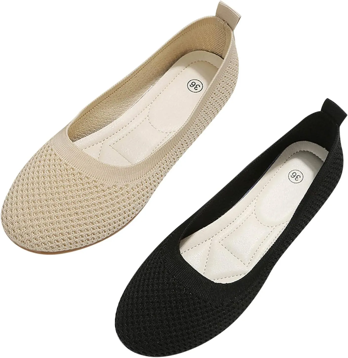 Hbeylia Fashion Loafers for Women Casual Spring Summer Breathable Knitted Round Toe Low Tops Canvas Shoes Slip On Flats Walking Shoes Non Slip Play Sneakers Loafers for Work Nurse