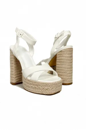 Head to the Coast Espadrille Heels in Off White