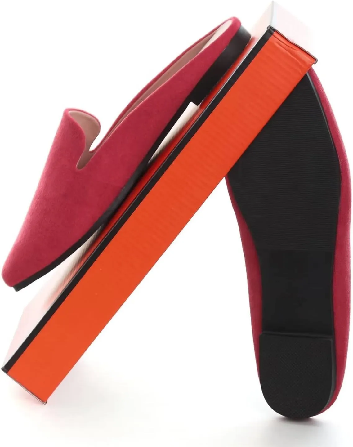 Hee grand Mules for Women Flats Square Toe Slip on Flat Slides Comfortable Suede Women Slippers Backless Loafer Shoes