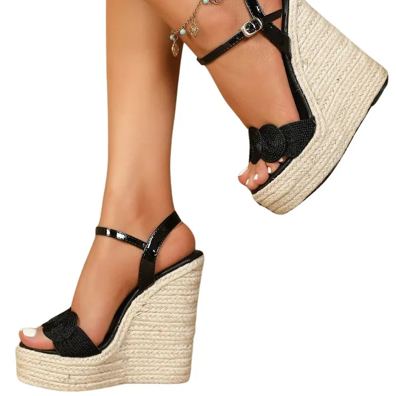 High Heel Wedge Espadrille Sandals