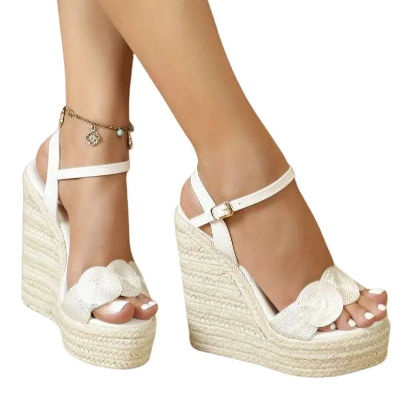 High Heel Wedge Espadrille Sandals