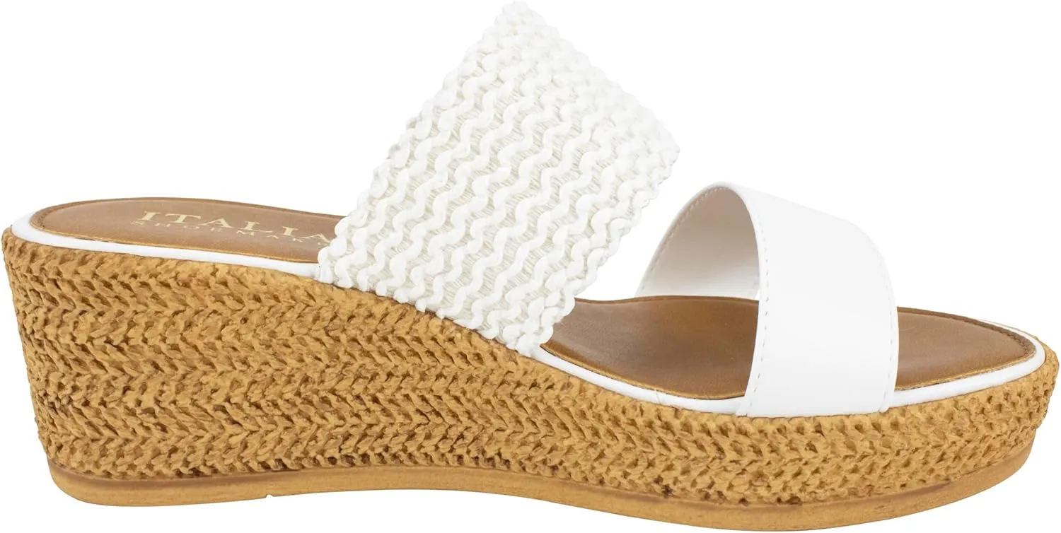 ITALIAN Shoemakers Inessa Womens Platform Wedge Espedrille and Raffia Sandal for Women