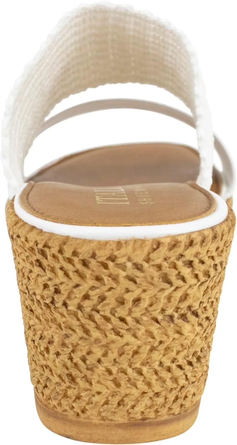 ITALIAN Shoemakers Inessa Womens Platform Wedge Espedrille and Raffia Sandal for Women