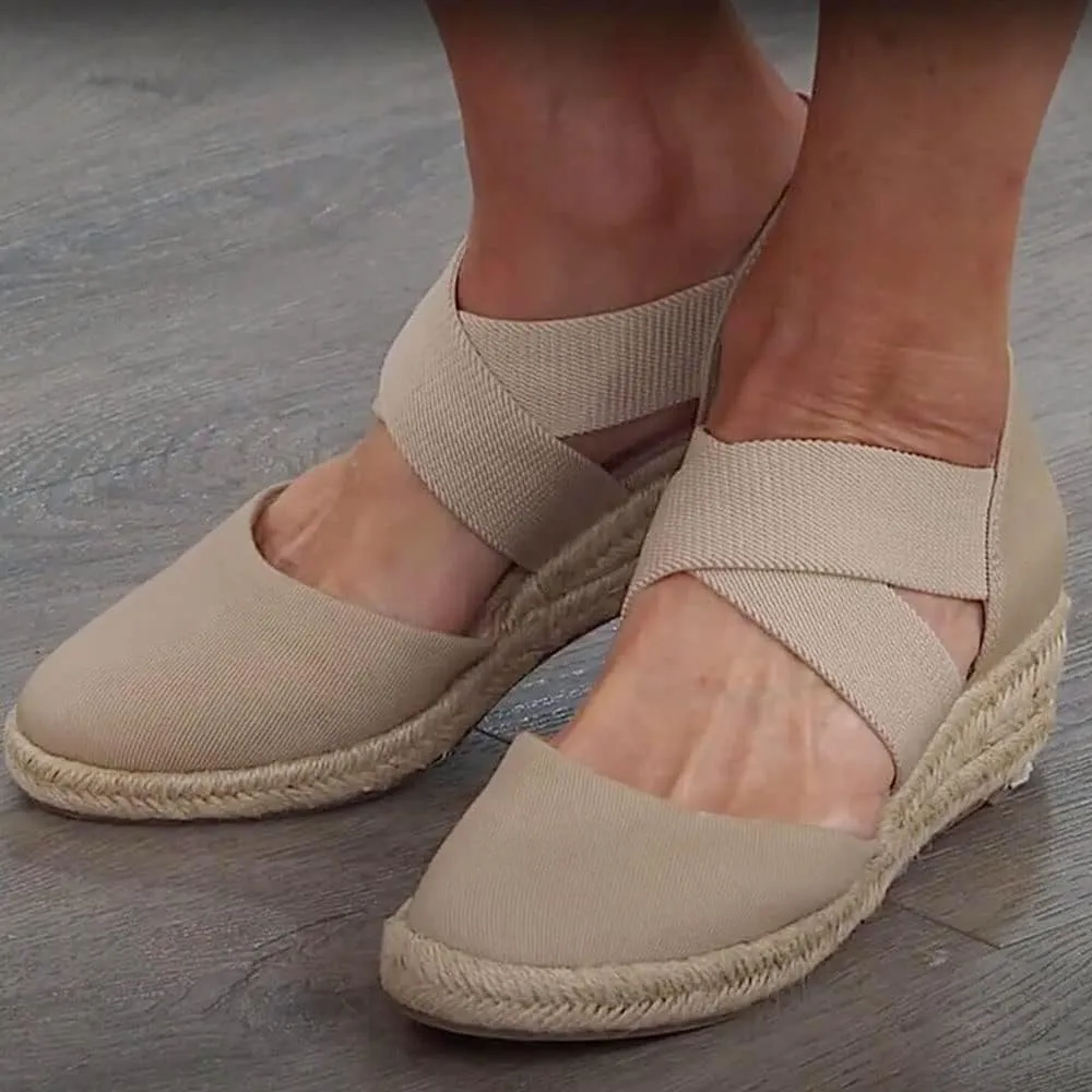 JITUUE Women's Ankle Strap Closed Toe Espadrille Wedge Heels Sandals Platform Chunky Mid-Heel Outdoor Ladies Loafers