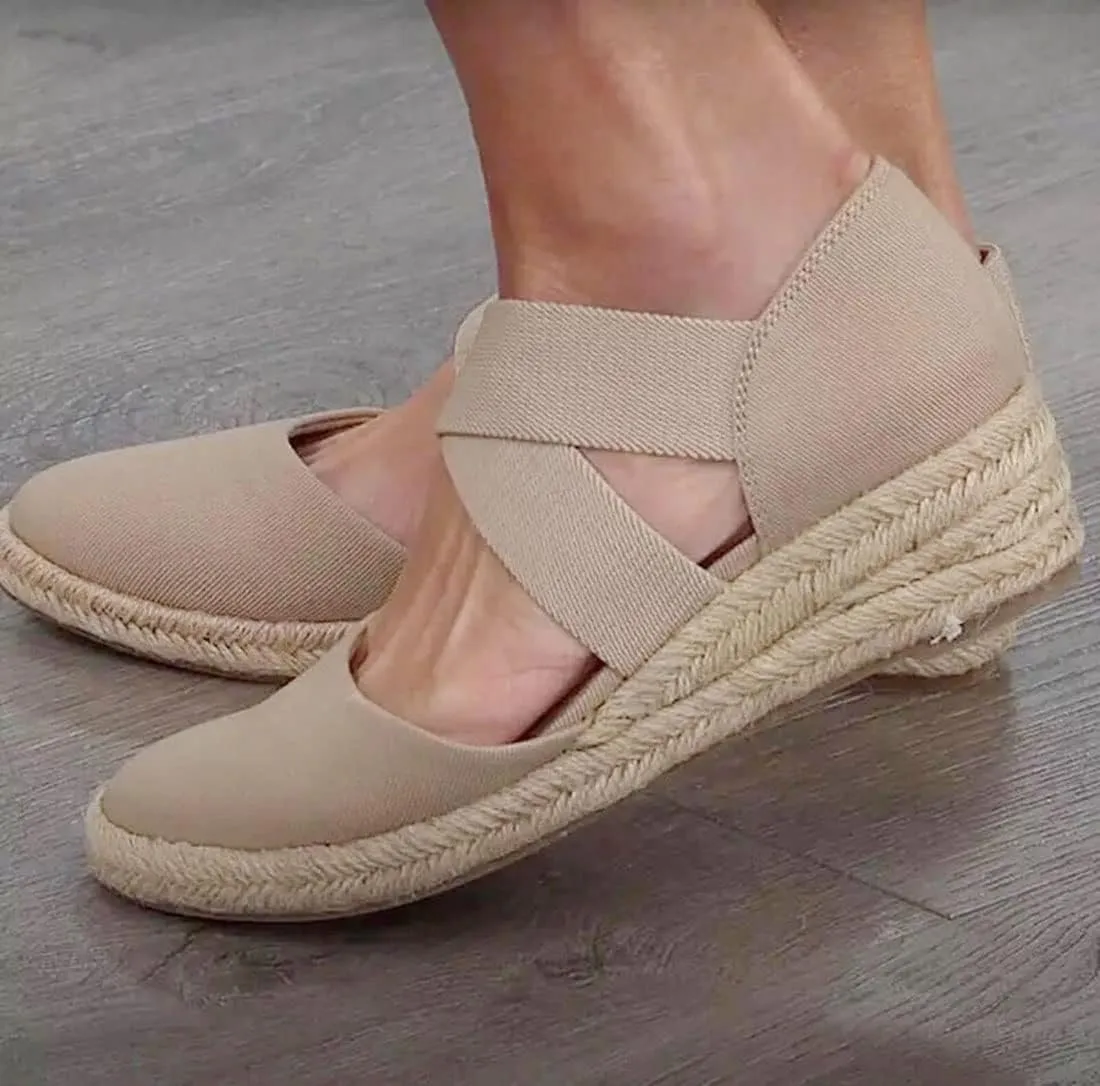 JITUUE Women's Ankle Strap Closed Toe Espadrille Wedge Heels Sandals Platform Chunky Mid-Heel Outdoor Ladies Loafers
