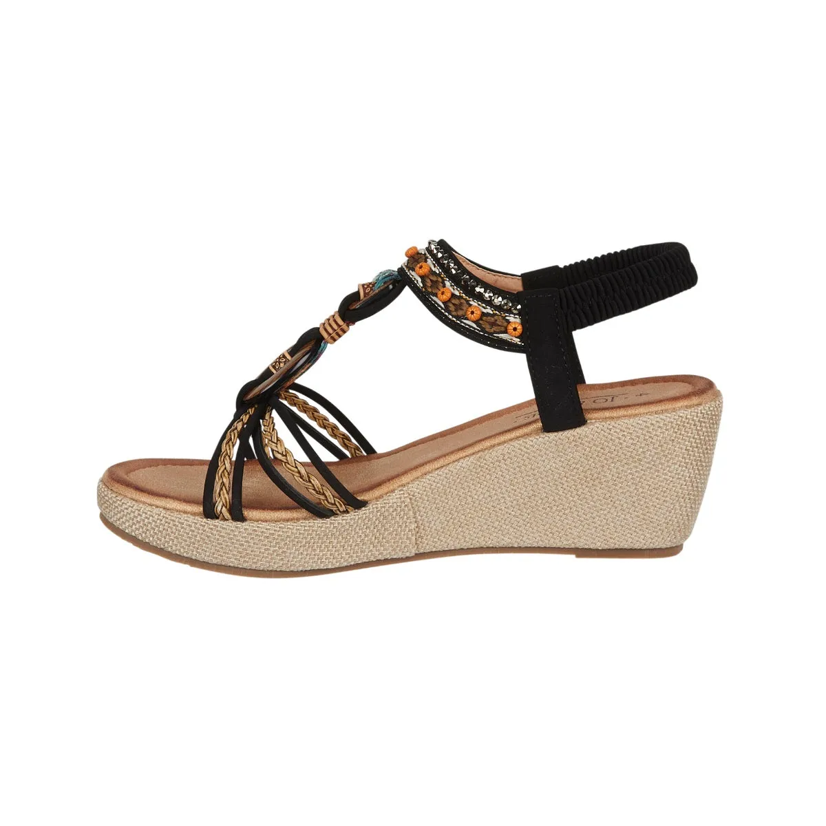 Jo & Joe Trinidad Women's Beaded Wedge Sandal Black
