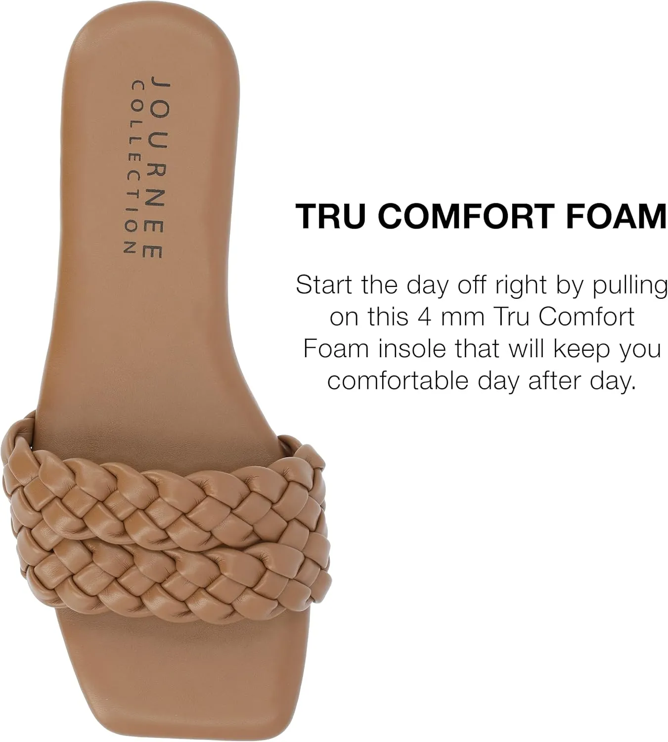 Journee Braided Open Square Toe Banded Flat Slip On Padded Sawyerr Casual Fashion Woven Slide Sandals