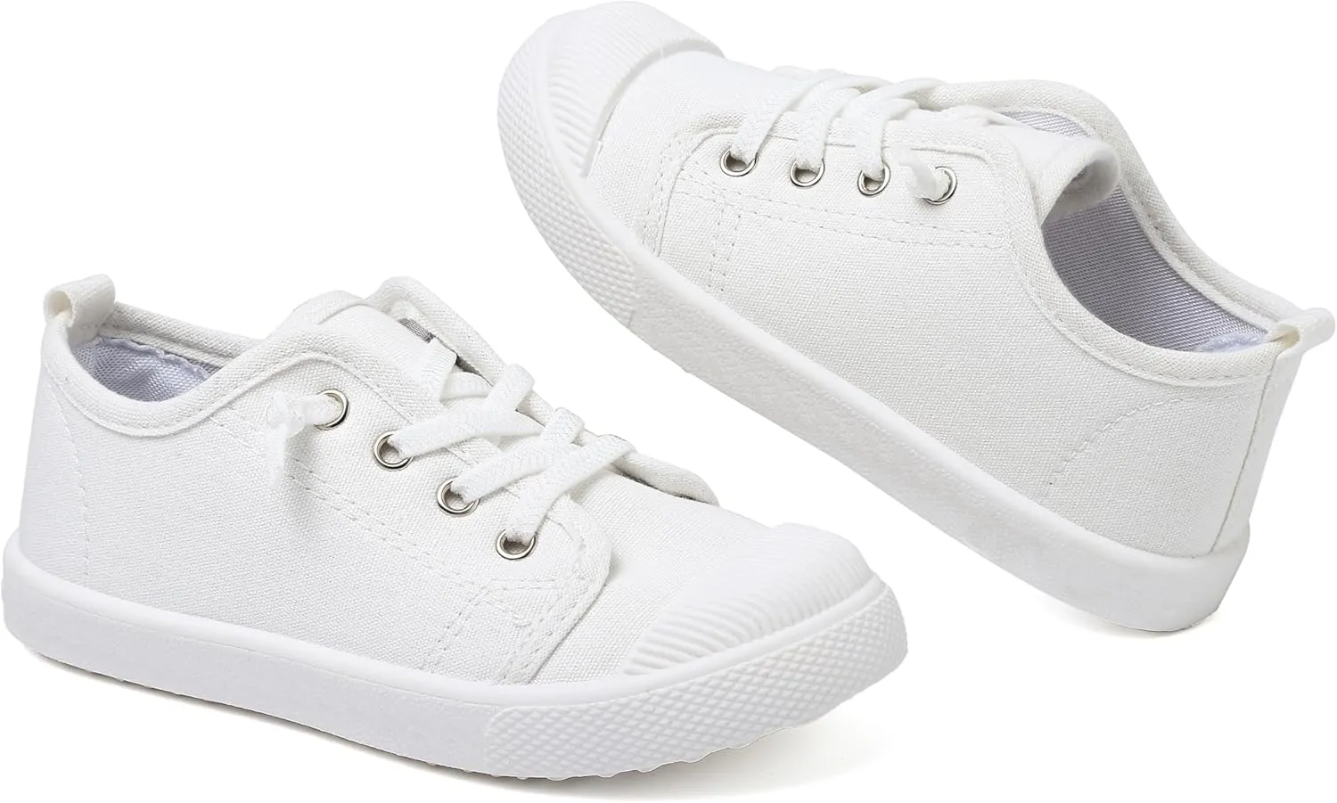 Kids White Shoes Toddlers Canvas Sneakers Slip-on Light Weight Comfortable Causal Running Shoes Skin-Friendly for Boys Girls