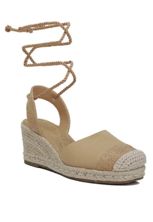 Lace-Up Espadrille Wedge Sandals