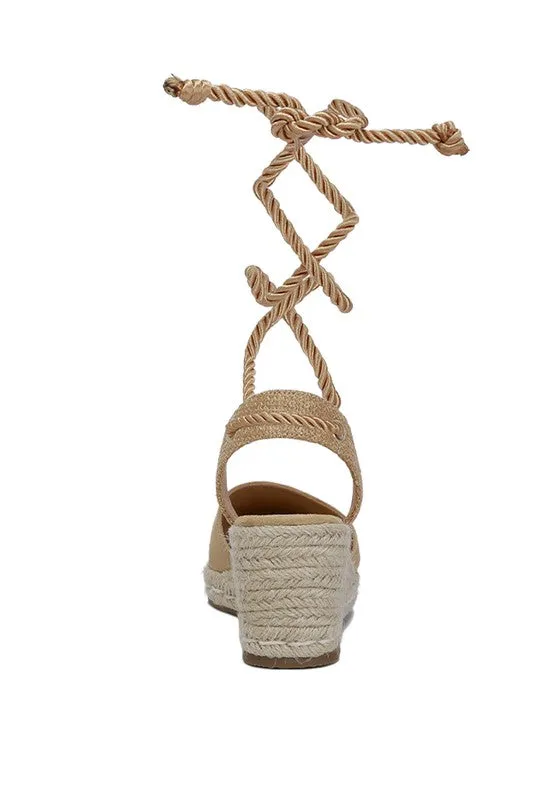 Lace-Up Espadrille Wedge Sandals
