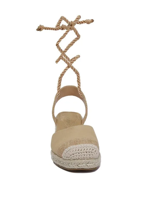 Lace-Up Espadrille Wedge Sandals