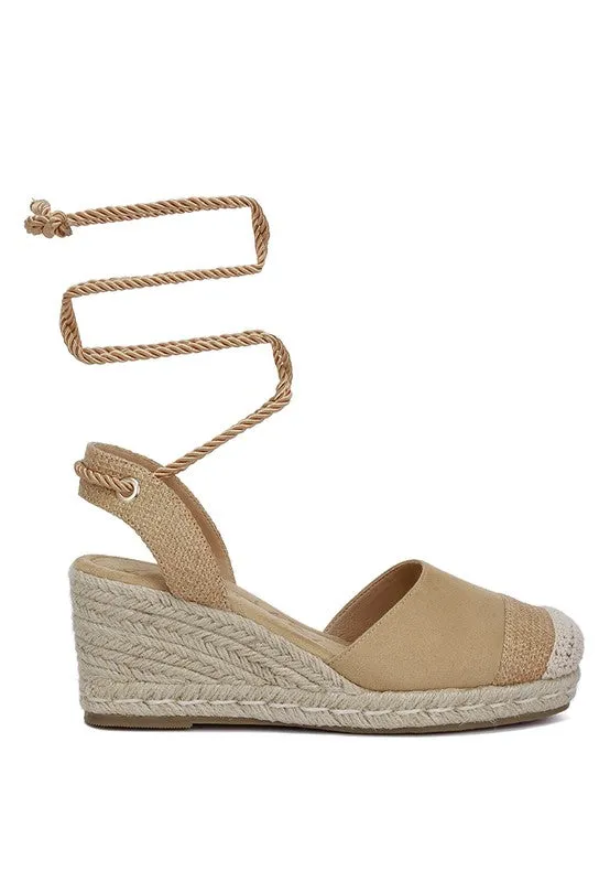 Lace-Up Espadrille Wedge Sandals