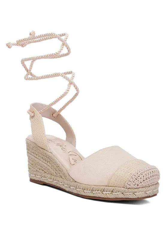 Lace-Up Espadrille Wedge Sandals