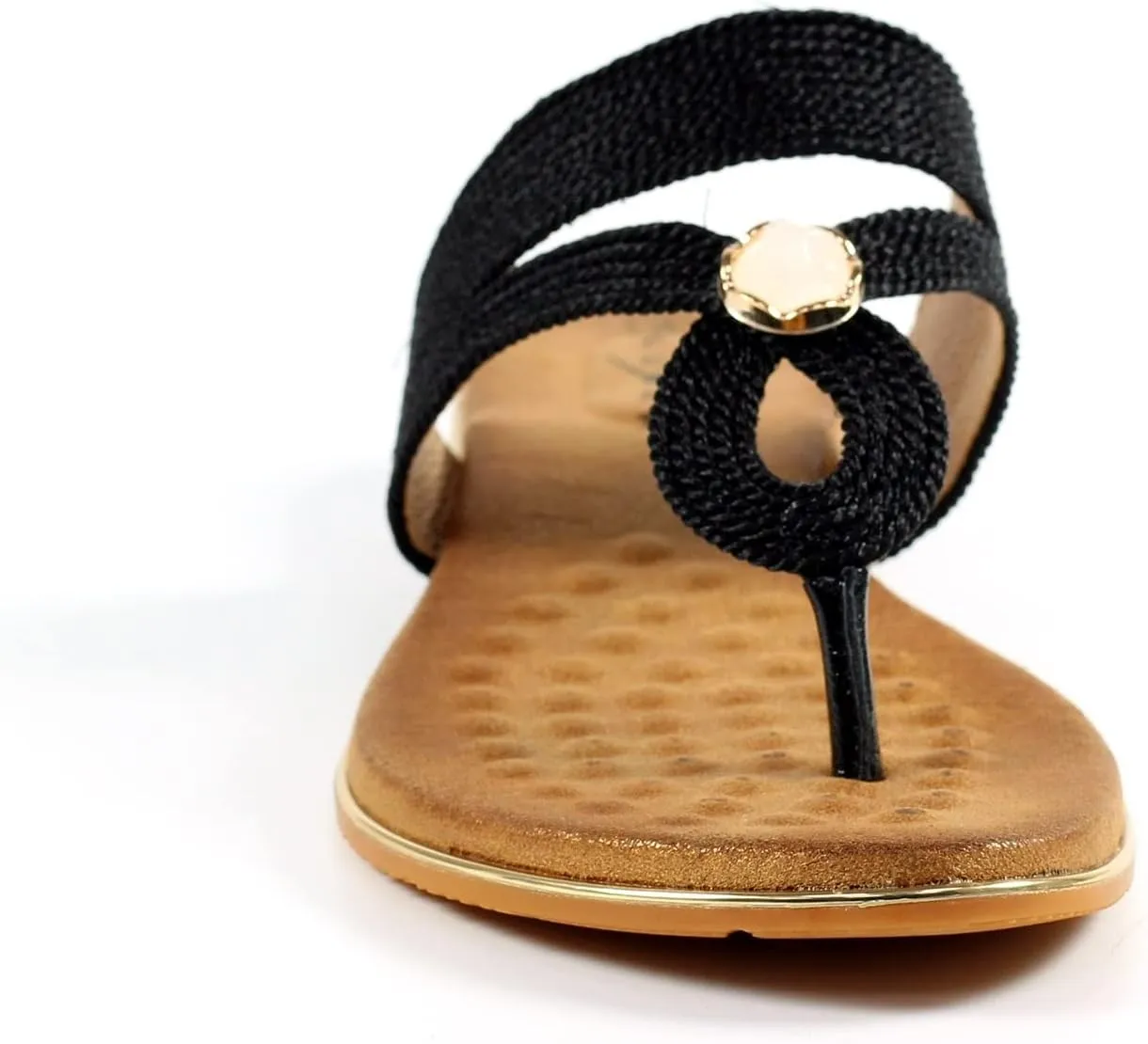 Ladies Ezra Black Toe Post Sandal