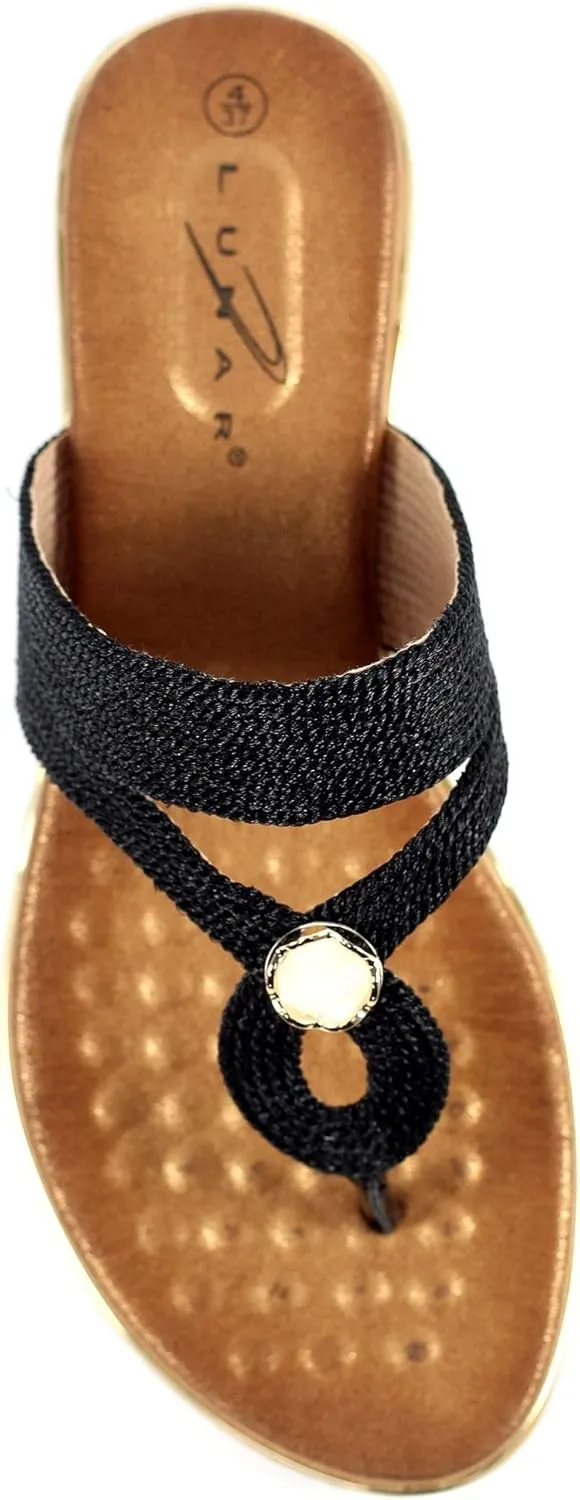 Ladies Ezra Black Toe Post Sandal