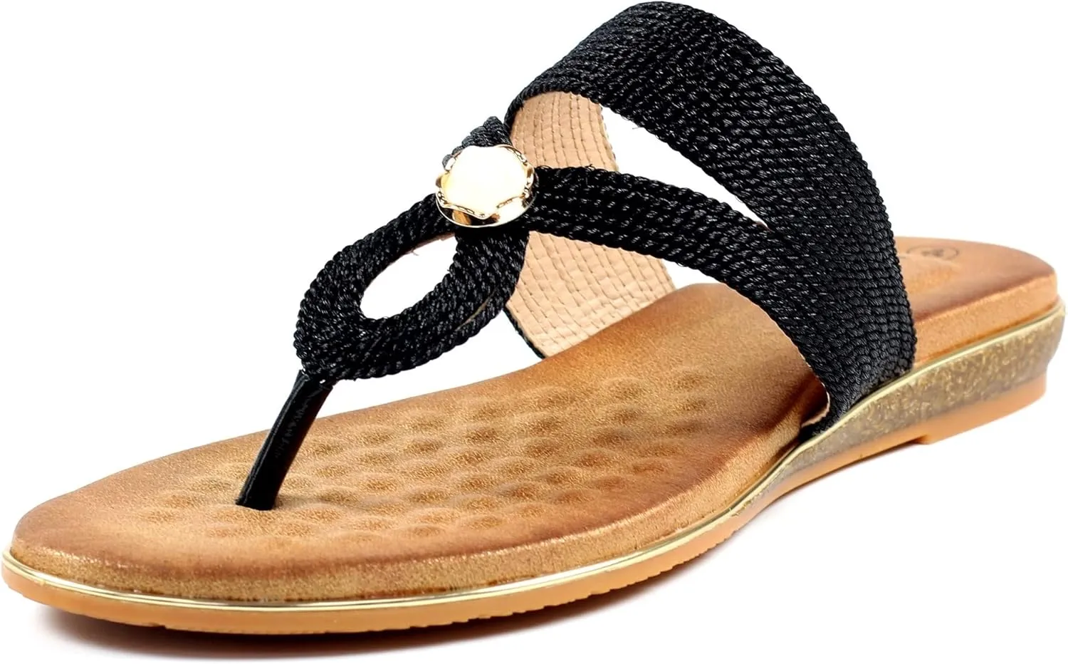 Ladies Ezra Black Toe Post Sandal