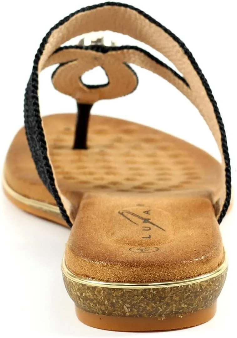 Ladies Ezra Black Toe Post Sandal