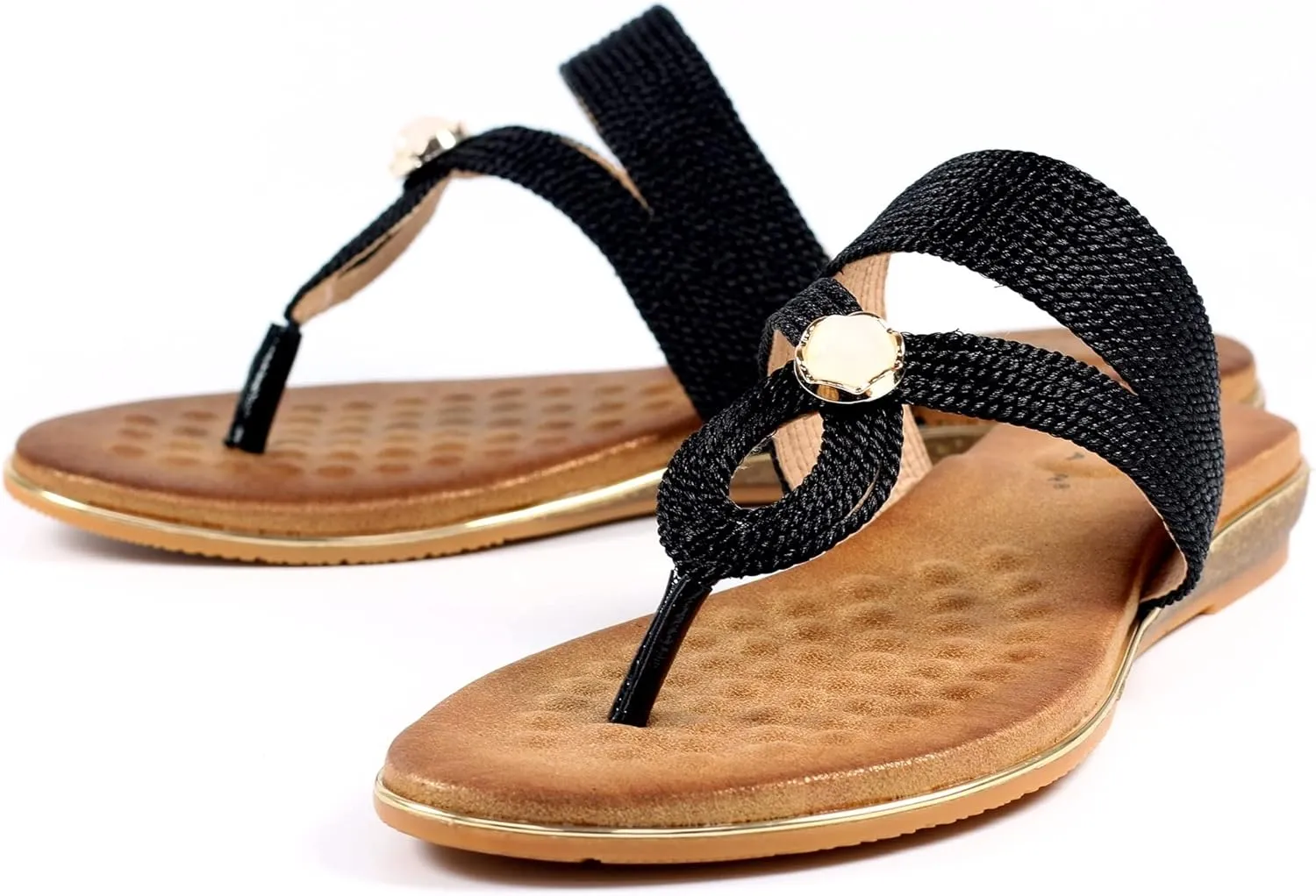 Ladies Ezra Black Toe Post Sandal