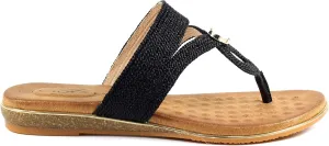 Ladies Ezra Black Toe Post Sandal