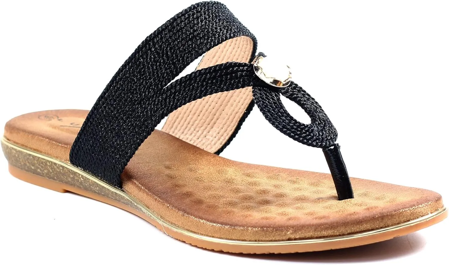 Ladies Ezra Black Toe Post Sandal
