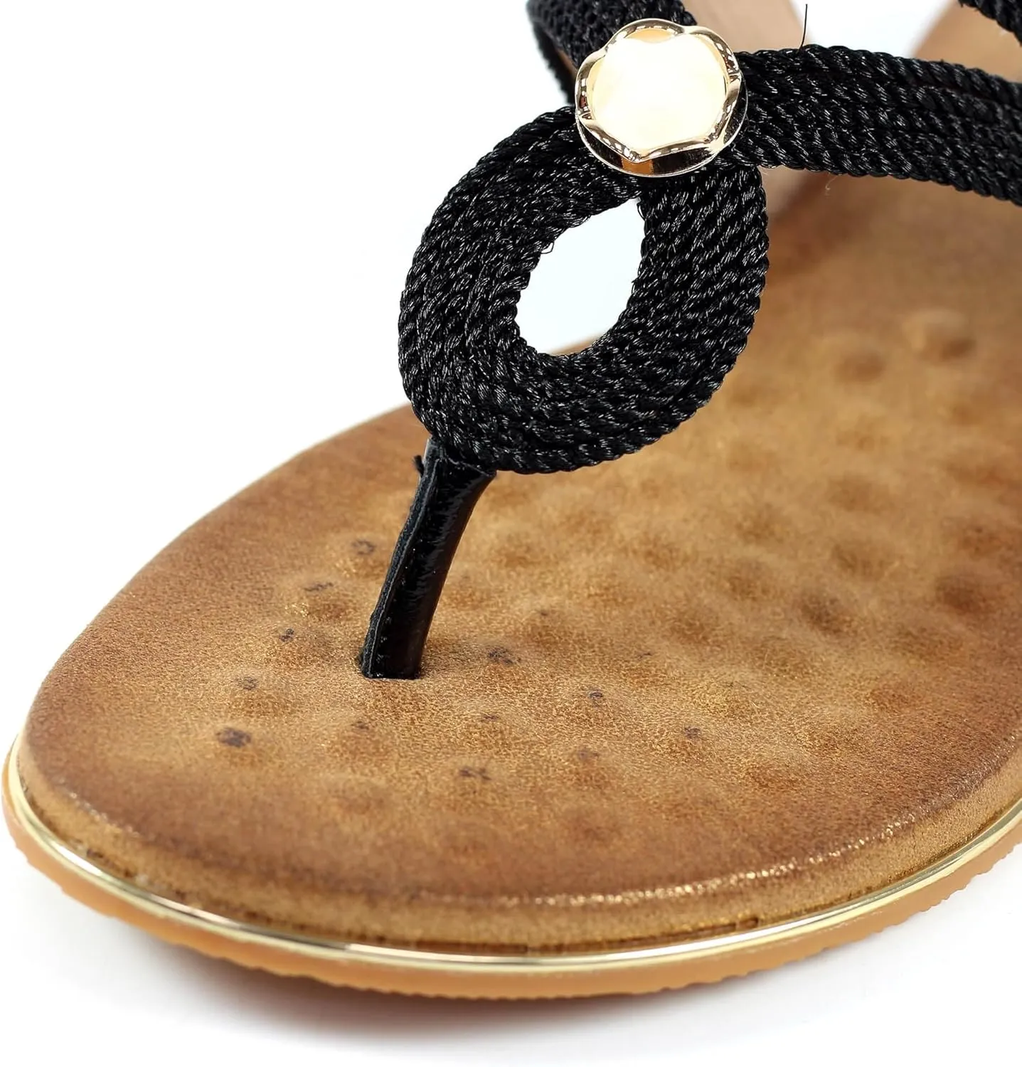Ladies Ezra Black Toe Post Sandal