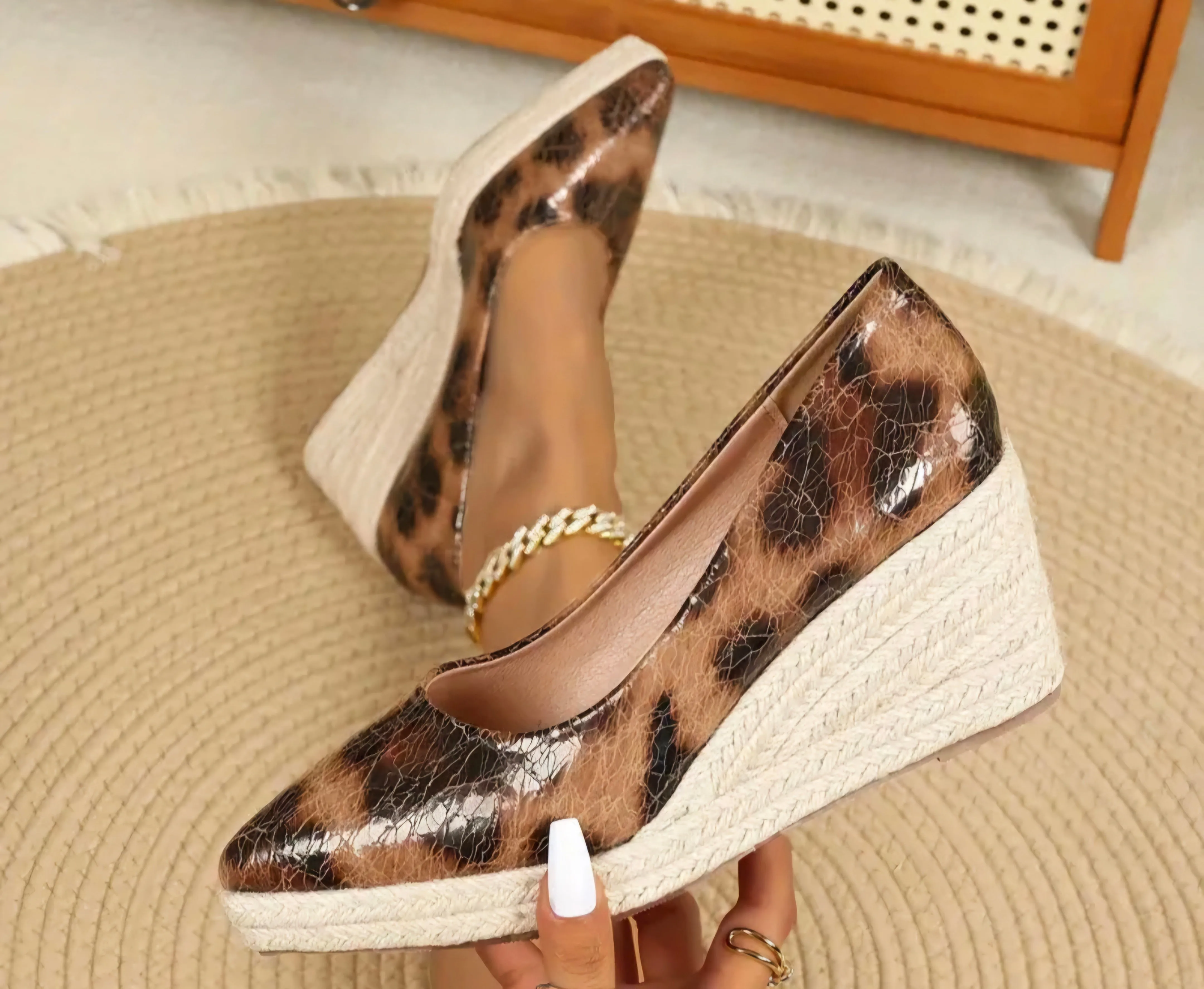 Leopard Print Wedge Heels