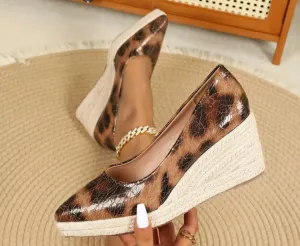 Leopard Print Wedge Heels