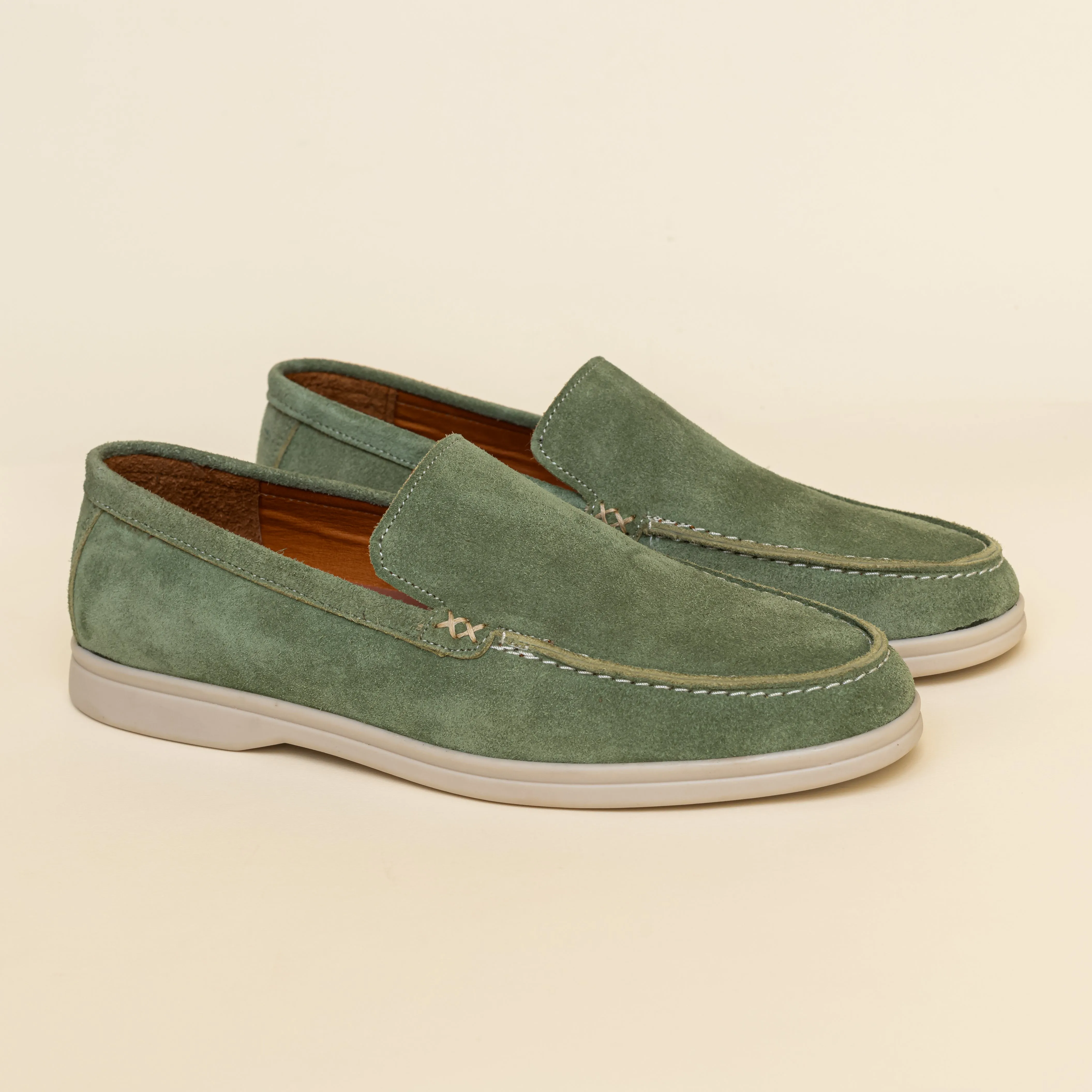 Light Green Suede Loafer Sneakers