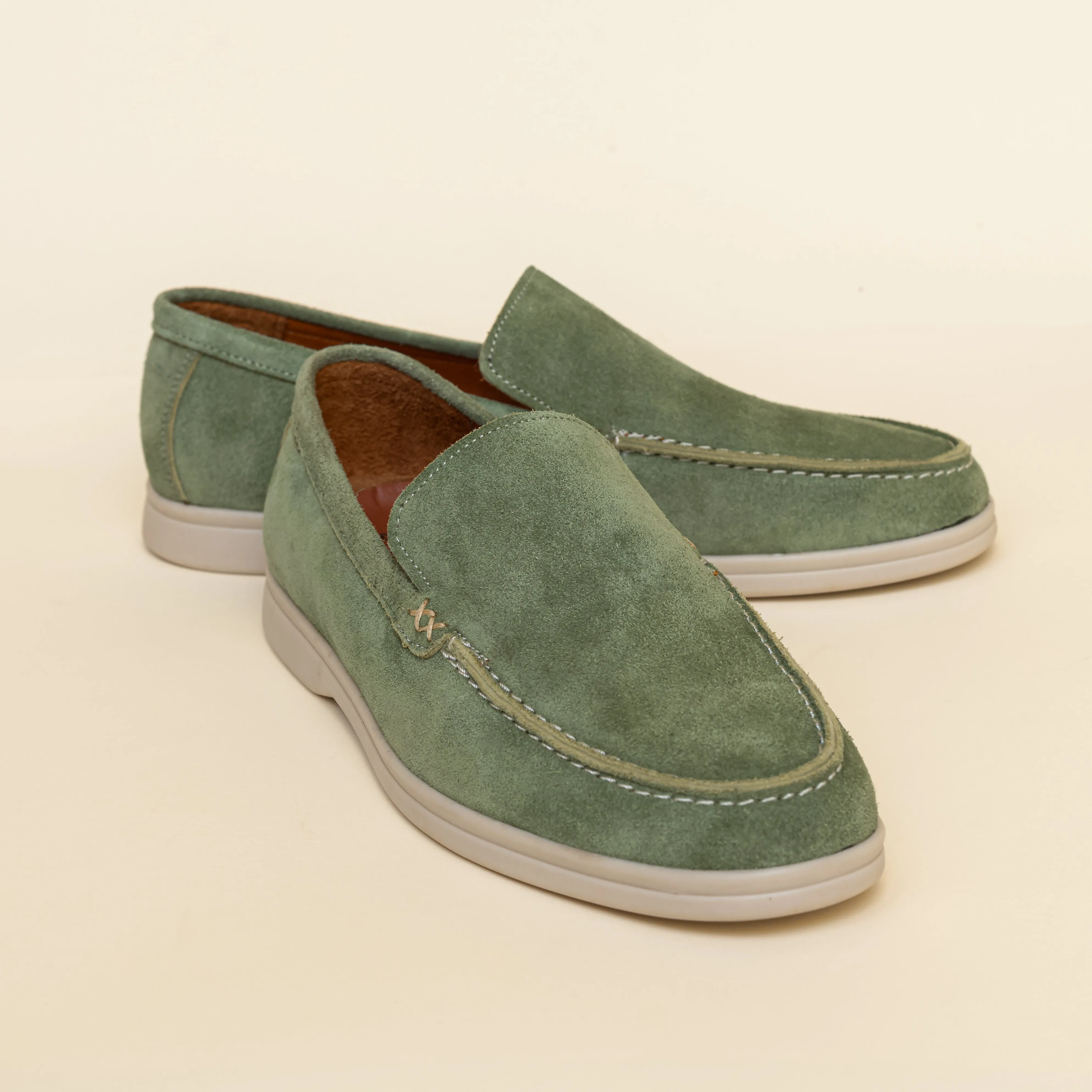Light Green Suede Loafer Sneakers