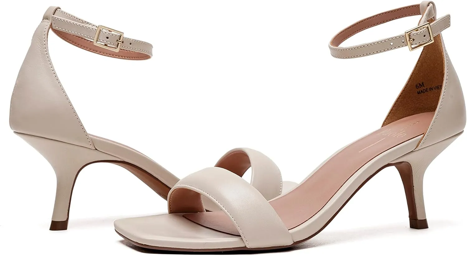 Linea Paolo - Hannah - Womens Low Kitten Heel Nappa Leather Dress Sandal With Delicate Ankle Strap