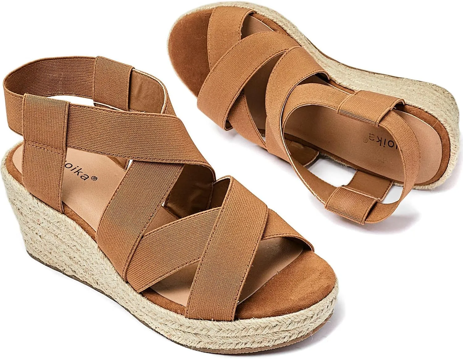 Luoika Women's Wide Width Wedge Sandals, Platform Ankle Strap Open Toe Espadrille Wedge Pump Heel Women's Sandals Concise Casual Summer Shoes.
