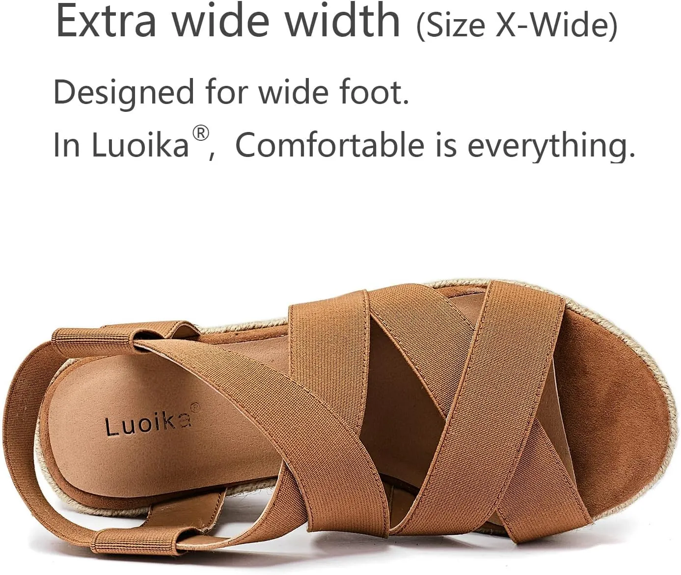Luoika Women's Wide Width Wedge Sandals, Platform Ankle Strap Open Toe Espadrille Wedge Pump Heel Women's Sandals Concise Casual Summer Shoes.