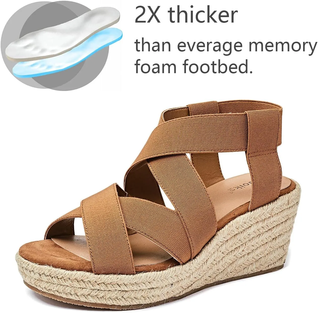 Luoika Women's Wide Width Wedge Sandals, Platform Ankle Strap Open Toe Espadrille Wedge Pump Heel Women's Sandals Concise Casual Summer Shoes.