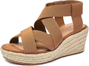 Luoika Women's Wide Width Wedge Sandals, Platform Ankle Strap Open Toe Espadrille Wedge Pump Heel Women's Sandals Concise Casual Summer Shoes.