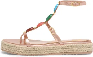 Maiyang Women Charming Jewelled T-Strap Espadrille Platform Sandals Open Toe Buckled Summer Beach Daily Casual Shoes Size 4-16 US