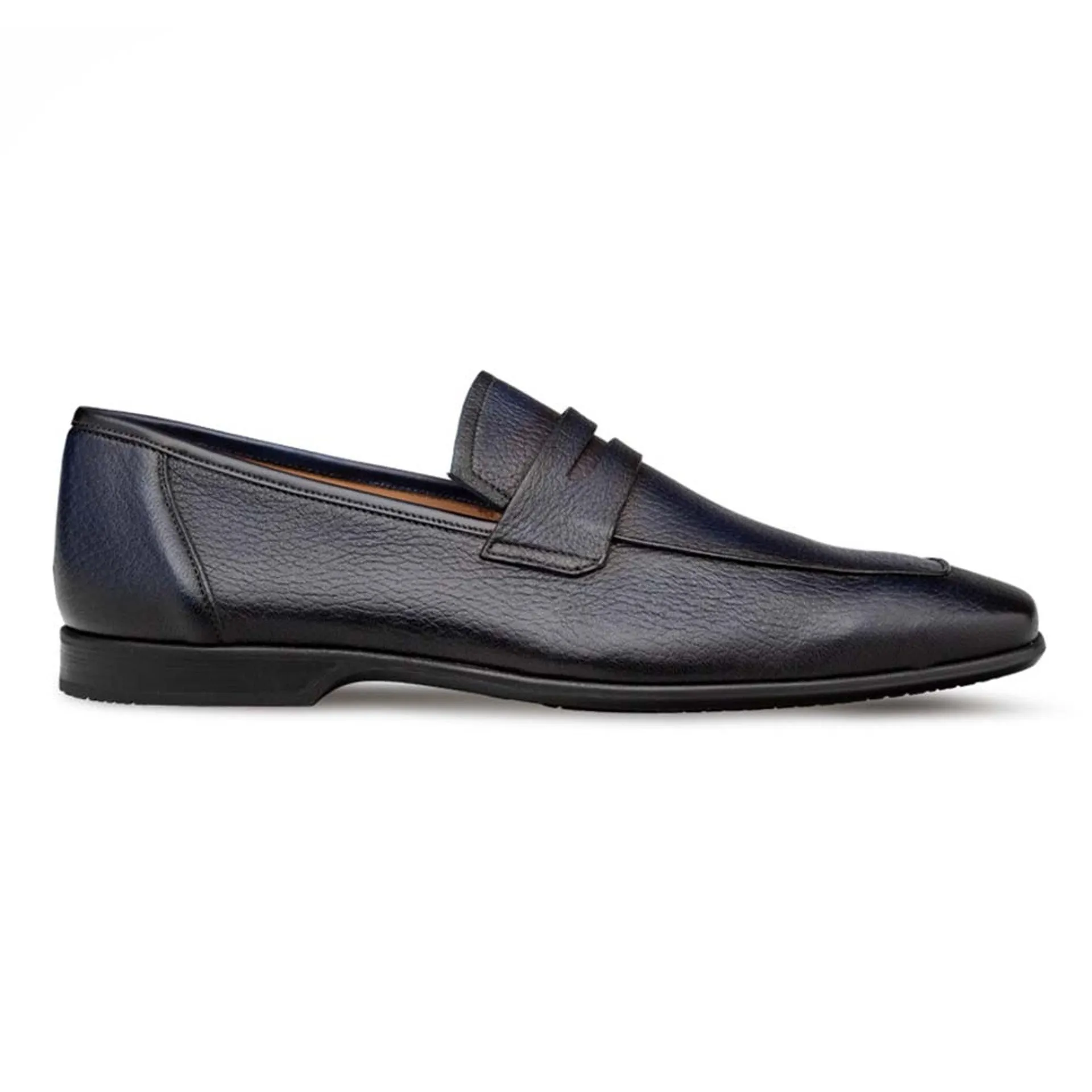 Men's Deerskin Blue Penny Loafer By Mezlan Made In Spain Brand